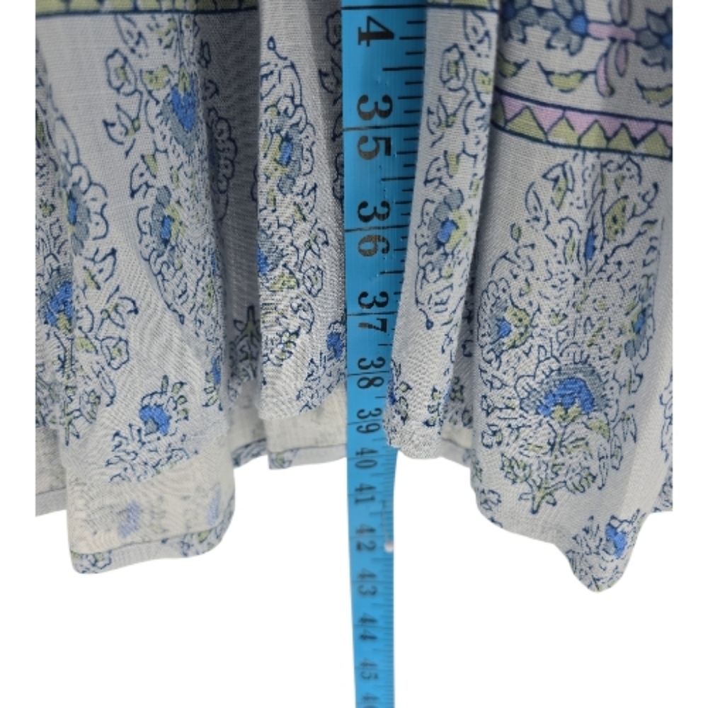 Lucky Brand Blue Floral Tiered Boho Dress Size Large Long Sleeves V Neck - Picture 6 of 9